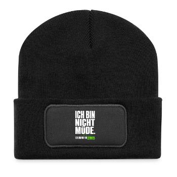 Ich bin nicht müde, ich bin nur im Standby - Recycelte Patch Beanie - Schwarz - Vorne