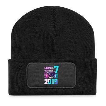 7. Geburtstag Junge Mädchen 2019 Gaming Level 7 - Recycelte Patch Beanie - Schwarz - Vorne