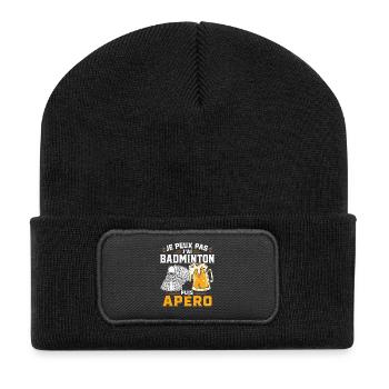 Je Peux Pas J’Ai Badminton Puis Apéro - Beanie recyclé à patch - noir - Devant