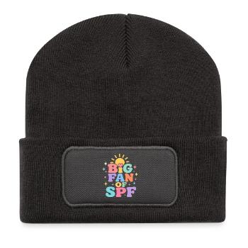 SPF Sonnenschutz Fan Sommer Sonne - Recycelte Patch Beanie - Dunkelgrau - Vorne