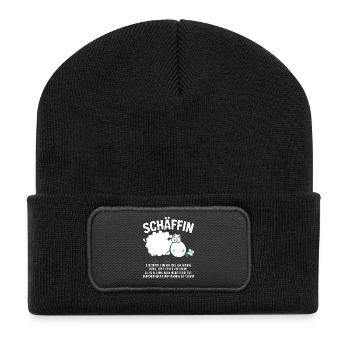 Schäffin - Alpha Schaf mit Sonnenbrille - Recycelte Patch Beanie - Schwarz - Vorne