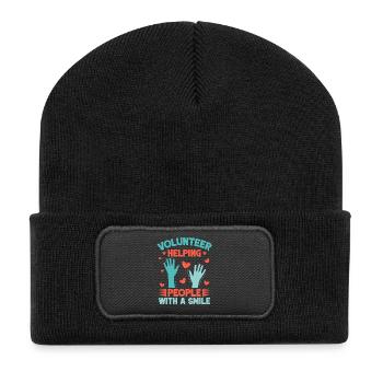 Volunteer Appreciation Helping People With Smile - Recycled Patch Beanie - black - Front