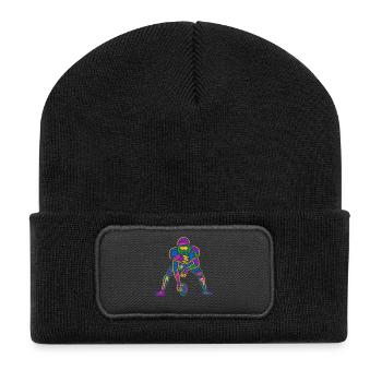 American Football Kinder Jungen bunt Football - Recycelte Patch Beanie - Schwarz - Vorne