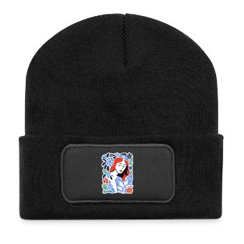 Portrait des fleurs bleues - Beanie recyclé à patch - noir - Devant
