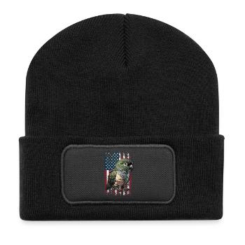 Patagonian Conure US Felsensittich - Recycelte Patch Beanie - Schwarz - Vorne