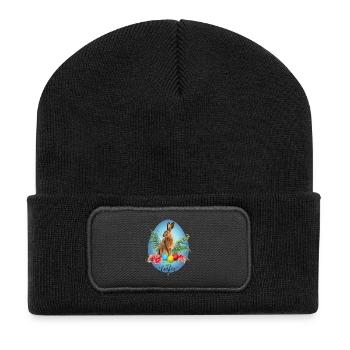 Hase, Ostereier und Kirschblüten Abbildung - Recycelte Patch Beanie - Schwarz - Vorne