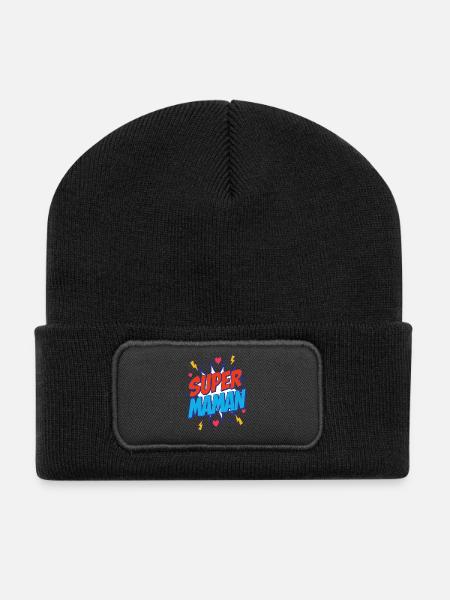 Super Maman - Beanie recyclé à patch - noir