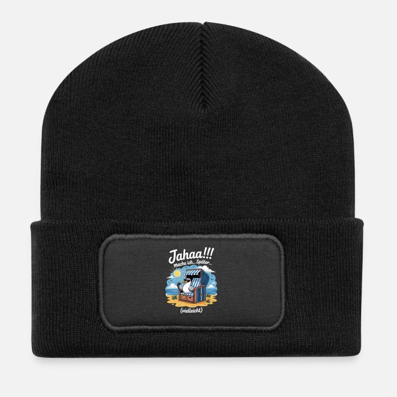 Jahaa mache ich spaeter vielleicht Moewe - Recycelte Patch Beanie - Schwarz