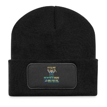 Rentner 2026 Level Up Pixel - Recycelte Patch Beanie - Schwarz - Vorne