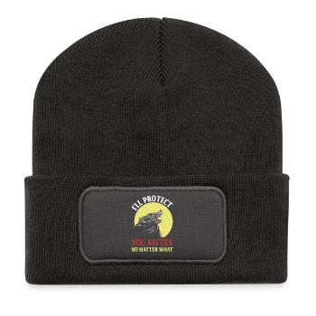 Loup protecteur pour chatons - Beanie recyclé à patch - charbon - Devant