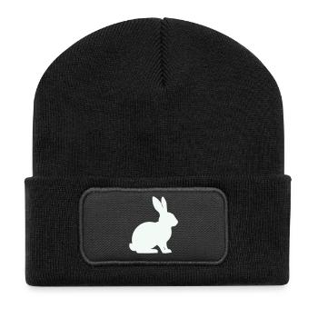 Bunny Silhouette Minimal - Beanie recyclé à patch - noir - Devant