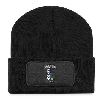 Feldhockey Motivation Hustle Spruch - Recycelte Patch Beanie - Schwarz - Vorne