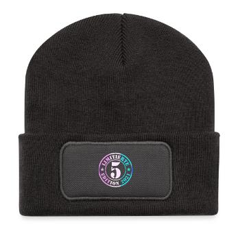 5e anniversaire, jeunes filles - Beanie recyclé à patch - charbon - Devant