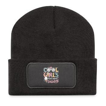 Les filles cool n’ont pas besoin d’amandes - Beanie recyclé à patch - charbon - Devant