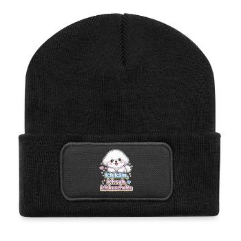 Kuschelhund Spruch Ich kam, ich sah, ich kuschelte - Recycelte Patch Beanie - Schwarz - Vorne