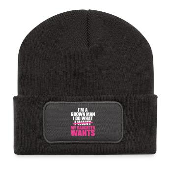 Papa drôle Père Je suis un homme adulte Je fais quoi - Beanie recyclé à patch - charbon - Devant