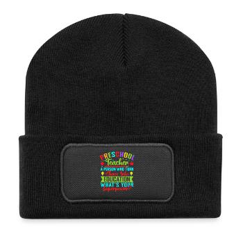 Maître de maternelle Quel est ton superpouvoir Maternelle - Beanie recyclé à patch - noir - Devant