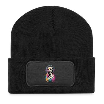 Labrador avec casque - Beanie recyclé à patch - noir - Devant
