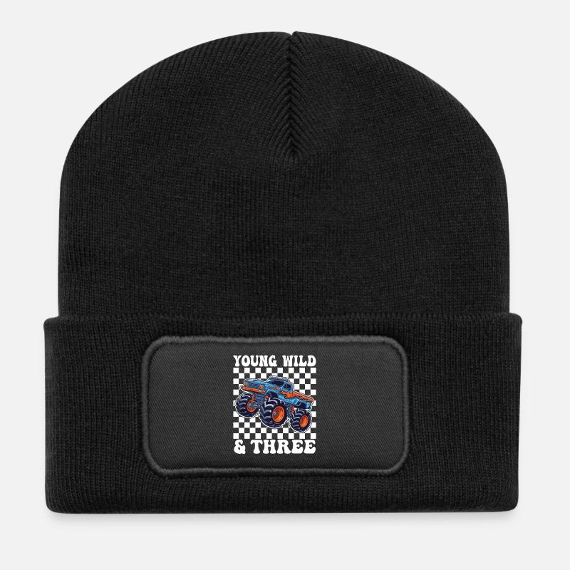 Young Wild & Three Monster Truck - Recycelte Patch Beanie - Schwarz