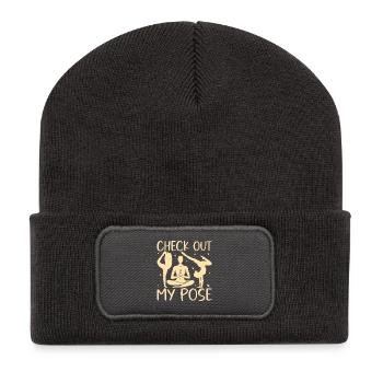 Yoga Regarde ma posture Yoga drôle - Beanie recyclé à patch - charbon - Devant