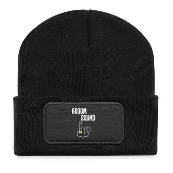 Edgy Groom Squad - Recycelte Patch Beanie - Schwarz - Vorne