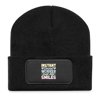 Social Worker Quota Just Add Smiles Social Work - Recycled Patch Beanie - black - Front