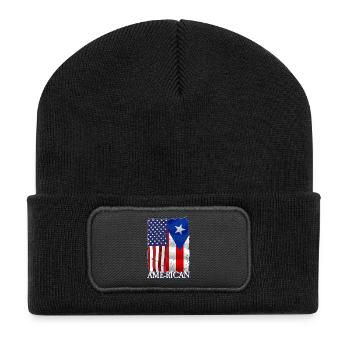Amerikanisch Puerto-Ricanisch Puerto Rico - Recycelte Patch Beanie - Schwarz - Vorne