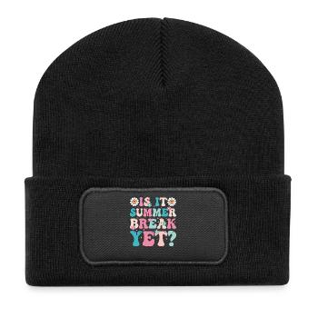 Summer Break Retro Floral Lettering - Recycled Patch Beanie - black - Front