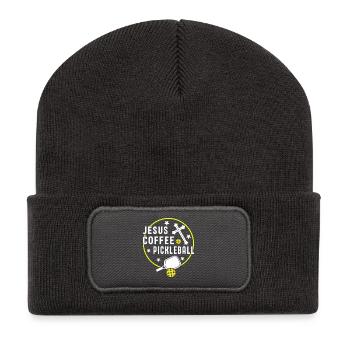 Jesus Coffee Pickleball Design - Recycled Patch Beanie - dark grey - Front