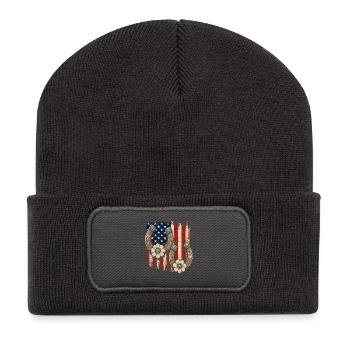 Fleurs patriotiques en fer à cheval - Beanie recyclé à patch - charbon - Devant