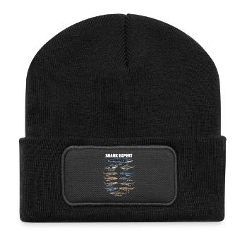 Expert en requins Humour en biologie marine océanique - Beanie recyclé à patch - noir - Devant