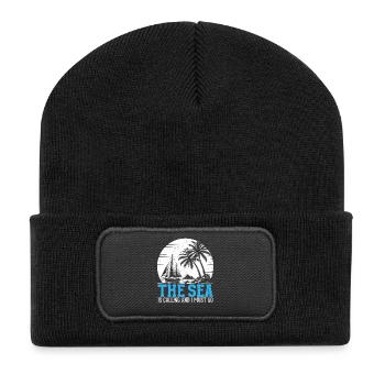 The Sea Is Calling And I Must Go Captain Sail Sail - Recycelte Patch Beanie - Schwarz - Vorne