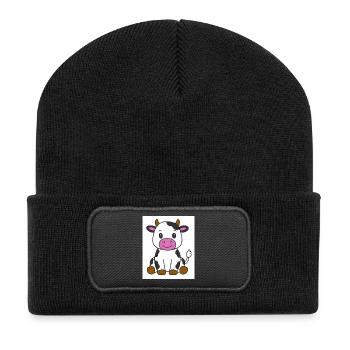 Kuh - Recycelte Patch Beanie - Schwarz - Vorne