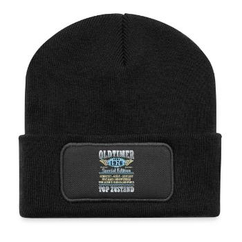 Oldtimer Juni 1976 | Geburtstag Geschenk - Recycelte Patch Beanie - Schwarz - Vorne