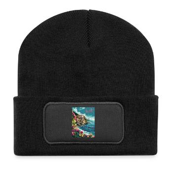 Italian Coastal Landscape – Colorful - Recycled Patch Beanie - black - Front