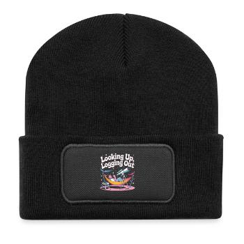 Hochschauen offline | Sternengucker - Recycelte Patch Beanie - Schwarz - Vorne