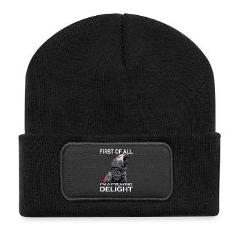 Perroquet gris d’Afrique, oiseau sarcastique, perroquet espiègle, - Beanie recyclé à patch - noir - Devant
