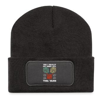 yes, I need all the yarn - Recycled Patch Beanie - dark grey - Front
