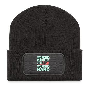 Remote Developer Working Remotely Web Programmer - Recycled Patch Beanie - dark grey - Front