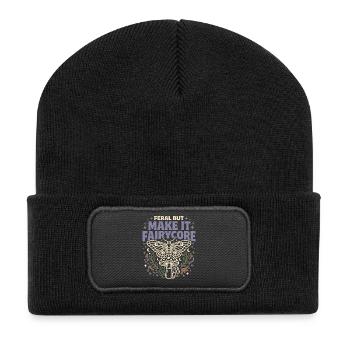 Fairycore Fae Feenwald Pilz Fee Geschenk - Recycelte Patch Beanie - Schwarz - Vorne