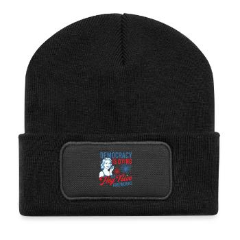 Democracy Dying Nice Fireworks Humor - Recycled Patch Beanie - black - Front