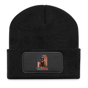 Merica Patriotic USA Freedom Humor - Recycled Patch Beanie - black - Front