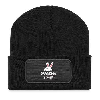 Joyeuse Pâques, douce chasse aux œufs du lapin, œufs de Pâques - Beanie recyclé à patch - noir - Devant