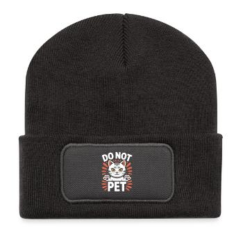 Do Not Pet Introvertiert Abstand Ruhe Anti Social - Recycelte Patch Beanie - Dunkelgrau - Vorne