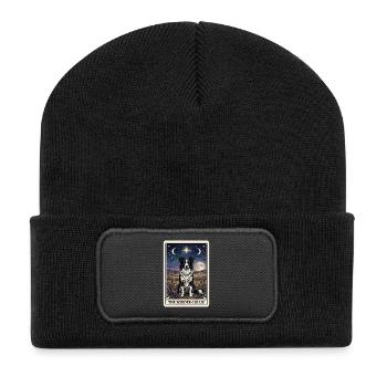 Carte de tarot Border Collie - Beanie recyclé à patch - noir - Devant