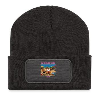 LA_DOLCE_VITA - Recycelte Patch Beanie - Dunkelgrau - Vorne