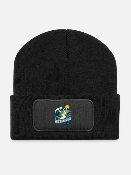 Panoramaweg Allgau Talblick Hiking Mountain Trail - Recycelte Patch Beanie - Schwarz