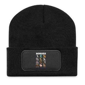 Horses Funny Animal Card False Horse Mood - Recycled Patch Beanie - black - Front