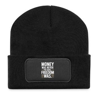 Money Goal Freedom Mindset Unternehmer Freiheit - Recycelte Patch Beanie - Schwarz - Vorne