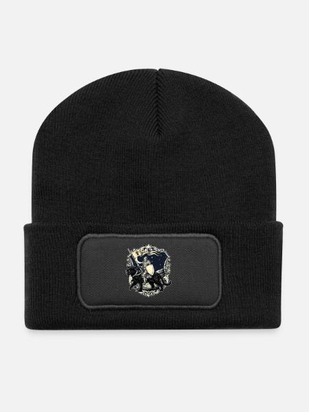 Ren Faire Mittelalterliche Ritterkatzen-Renaissance - Recycelte Patch Beanie - Schwarz